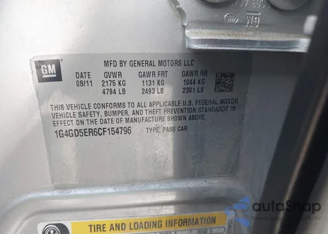 2012 Buick Lacrosse Premium 1 Group from USA, damaged, VIN 1G4GD5ER6CF154796